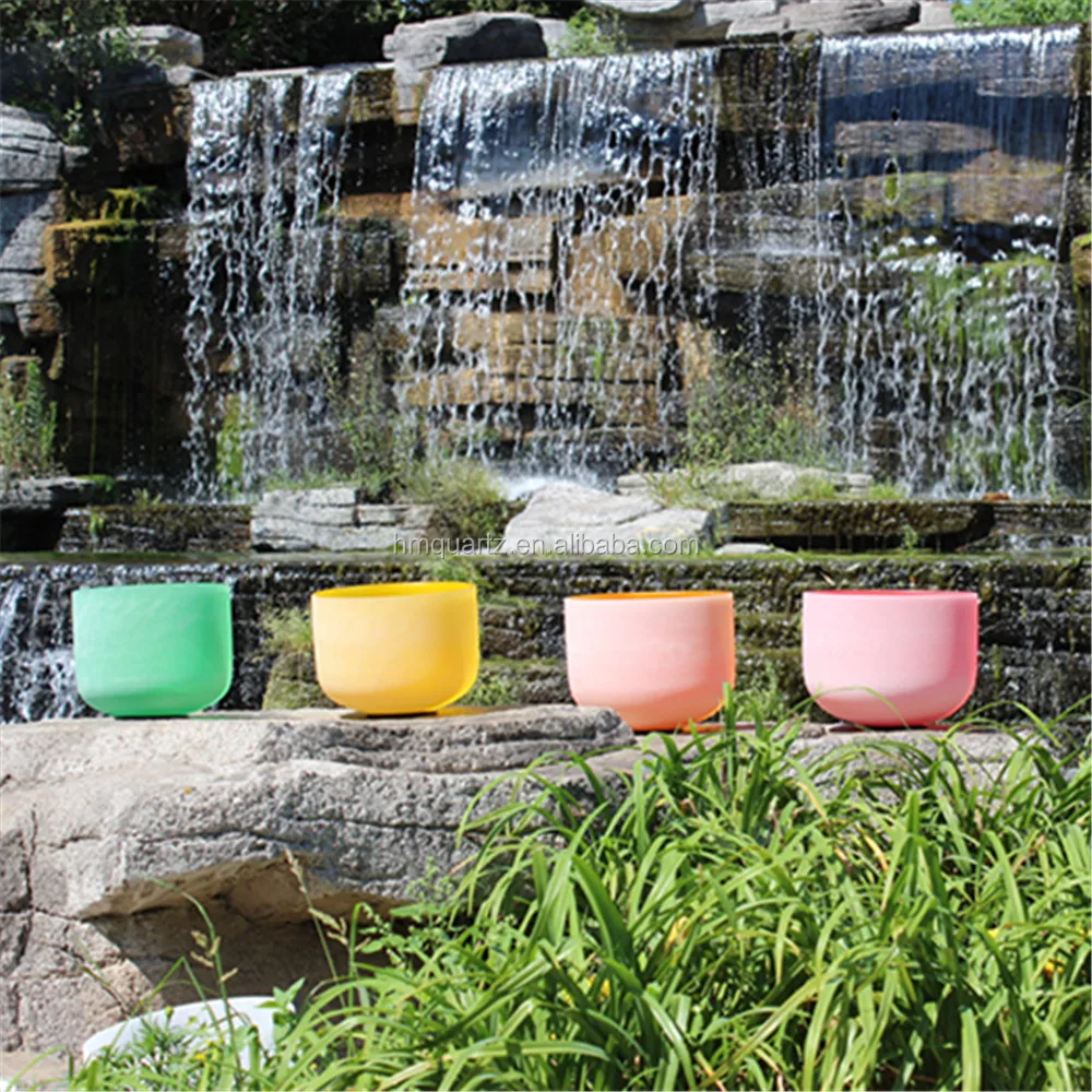 7" Frosted Quartz Healing Colored Crystal Singing Bowl Set Wholesale