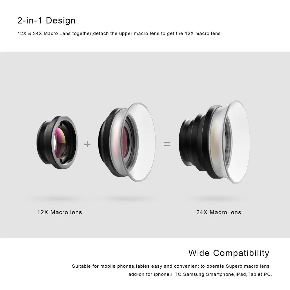 Apexel new arrival apl-24xm macro lens mobile photography hood macro lens for iphone Android