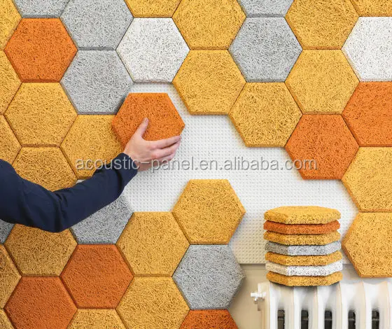 Hexagon Orange Wood Fiber Acoustic Wall Tile Hexagon Orange Wood Fiber Acoustic Wall Tile