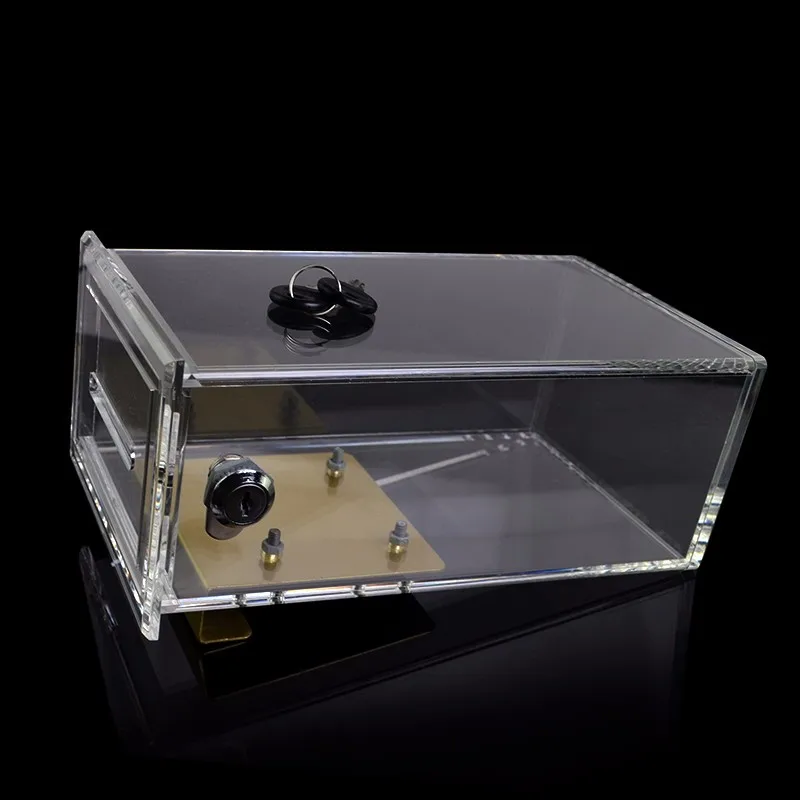 Transparent Acrylic Safe Chips Metal Bank Double Security Casino Money