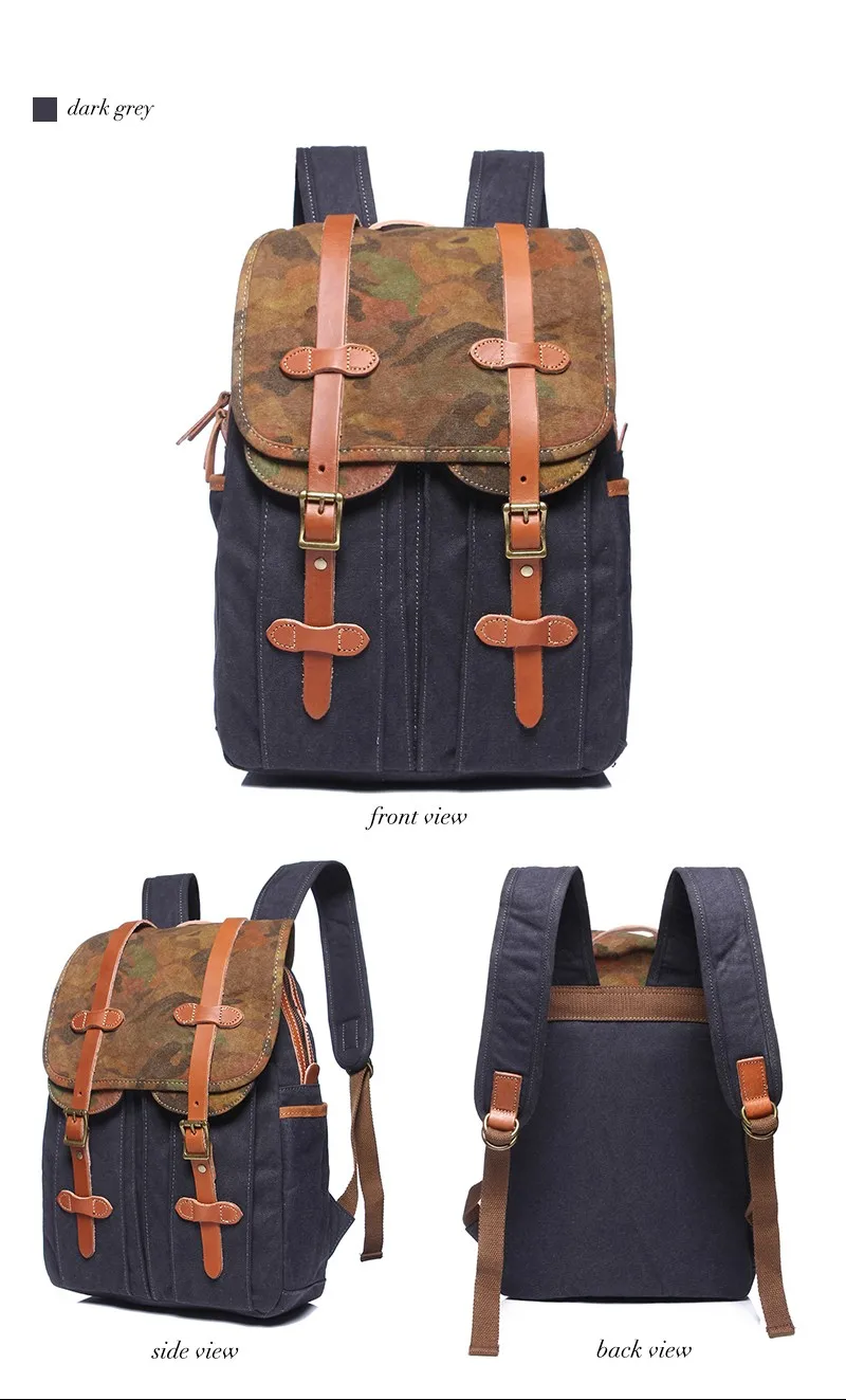 yd-2019 wholesale quality leather vintage canvas backpack bag