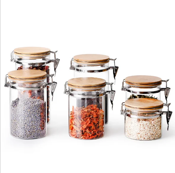 4-piece Glass Airtight Food Storage Jars Containers Set With Airtight ...