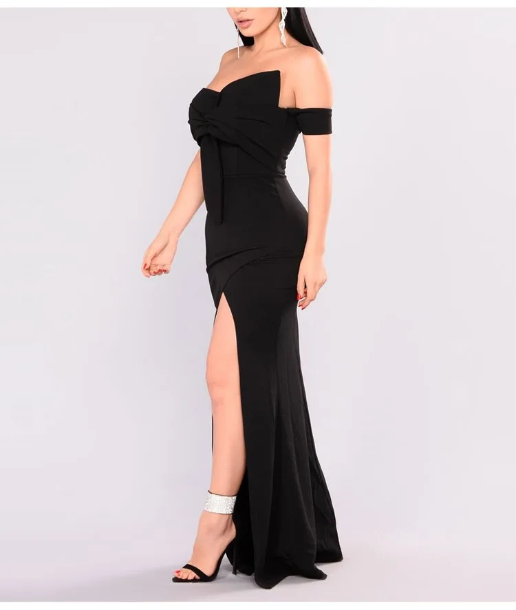 Evening Dresses 2019 Prom Gowns Off Shoulder Elegant Black Long Gowns ...