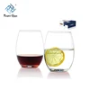 Crystal Stemless Wine Glass, Round Bottom Drinking Glass, Hand Blown Customized Drinking Glassware