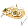 Portable Outdoor Wine Snack Table Bamboo Picnic Table