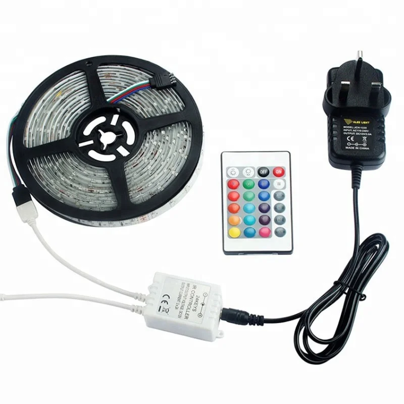 SMD2835 RGB 270Leds Rope Light 5M Flexible LED Strip Light with UK 2A Power 24Keys Remote