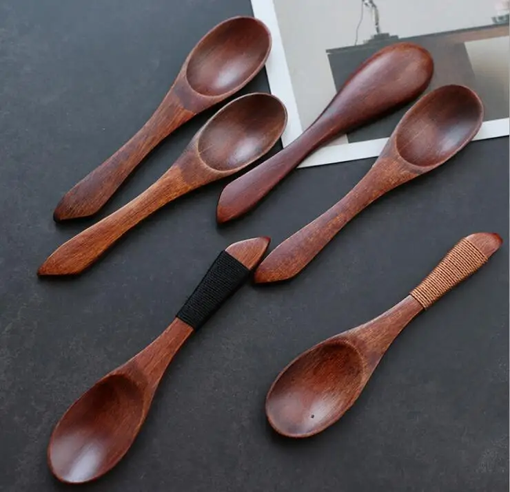 5厘米小棕色木制糖勺安全婴儿勺子 材料 木材 表面光洁度 未完成 颜色