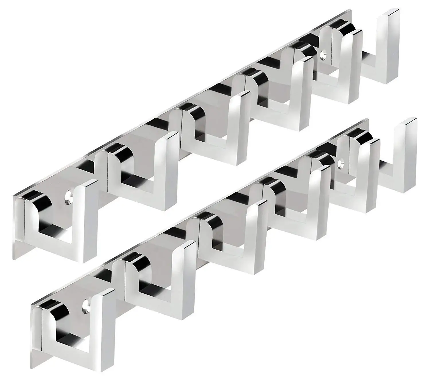 Multipurpose Wall Mounted Coat Rack Rail(6 hooks),Bags,Scarves,Clothes ,Towel hanger rack bar, for Bedroom,Bathroom,Kitchen,Foyers,Hallways,Entryway,Great Home Office Storage,Chrome finish(pack of 2)