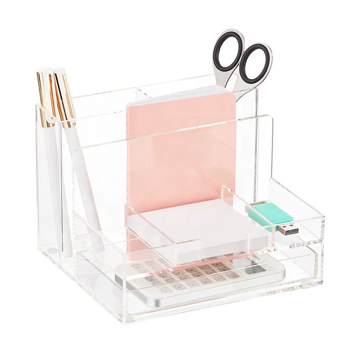 Custom Pink Acrylic Desk File Holder Round Edge Clear Perspex Book ...