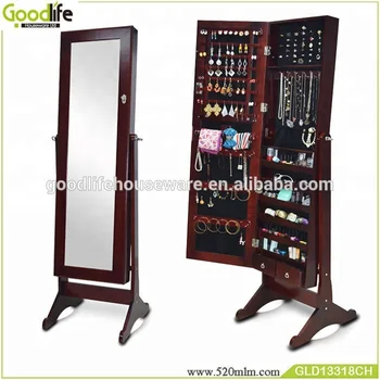 Wooden Standing Dressing Mirror With Jewelry Cabinet Buy