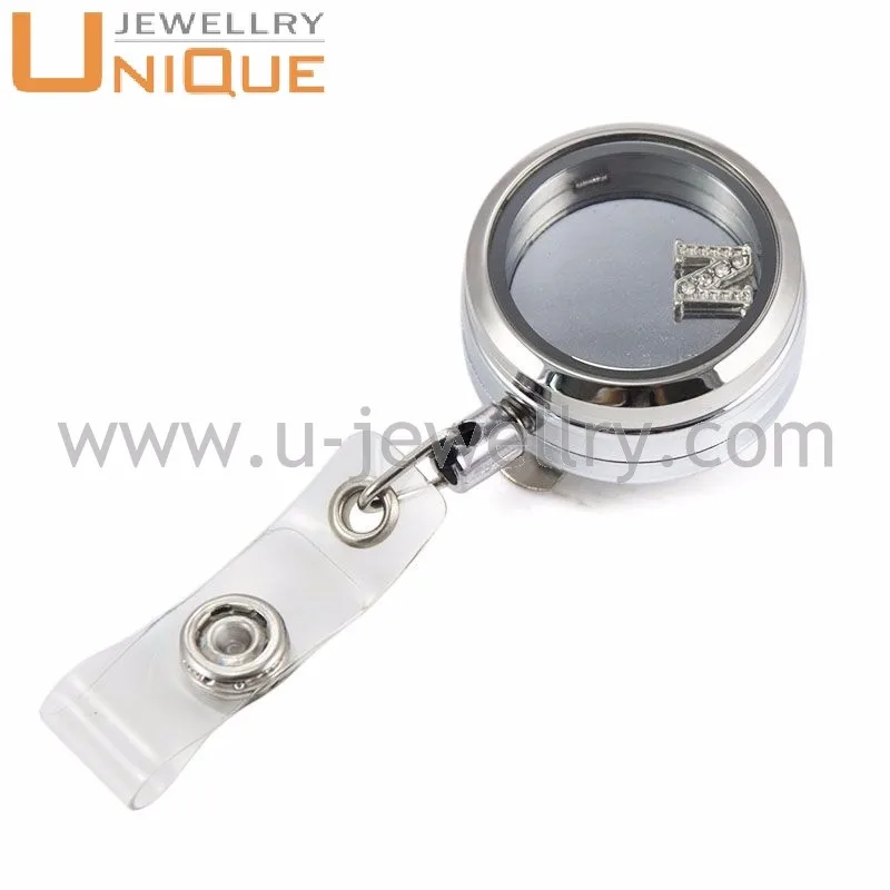 Top Selling 30mm Charms Floating Locket Retractable Badge Reel Holder ...