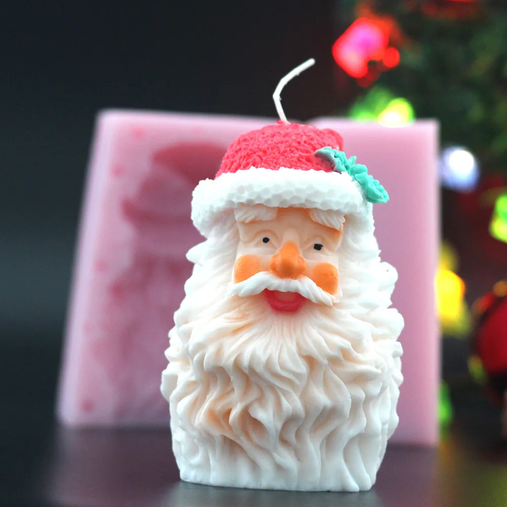 Double Sided 3d Handmade Silicone Candle Molds Santa Silicon Mould For