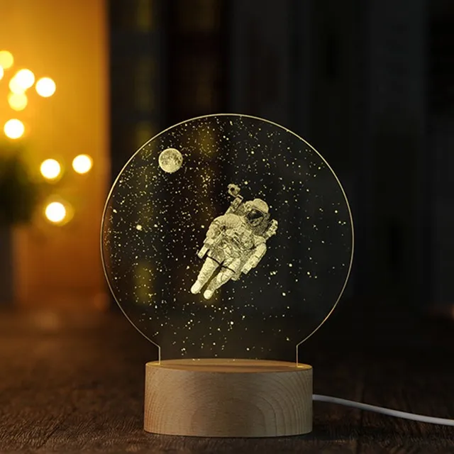 Fancy Acrylic Night Light 3d Illusion Astronaut Led Lights For Home ...