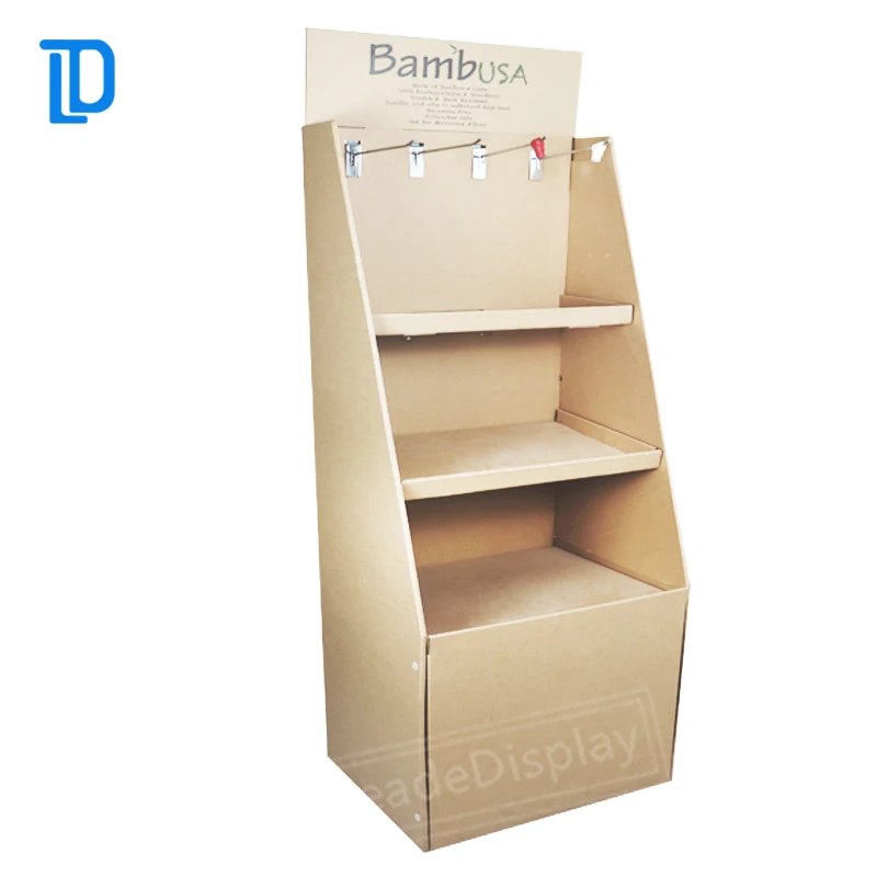 Elegant Customized Brown Kraft Paper Display Rack With Ink Printing