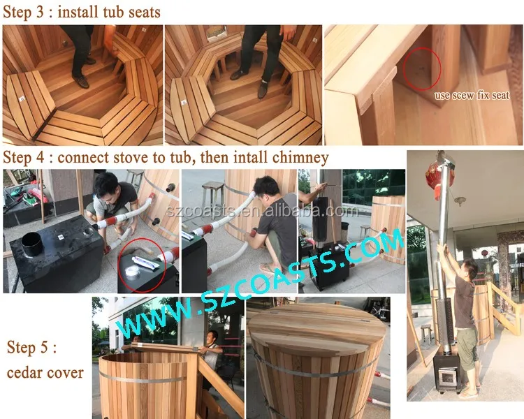 6 persons Outdoor hot SPA outdoor bathtub, wood fired hot tub