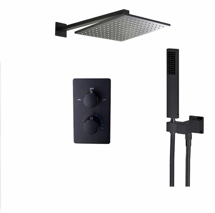 Matte Black Shower System Bathroom Luxury Rain Thermostatic Shower ...