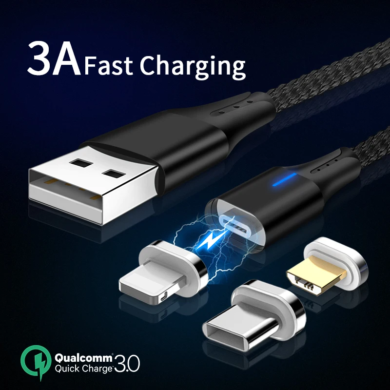 2019 wholesale cell phone accessories magnetic usb cable micro cable on-stock fast charging phone adapter ios/usb c data cable