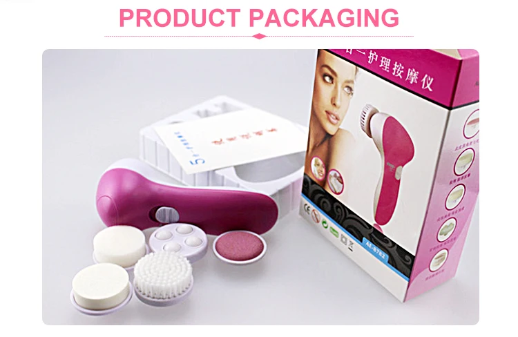 Customized personalized electric waterproof rotating 5 in 1 facial massager cleansing brush