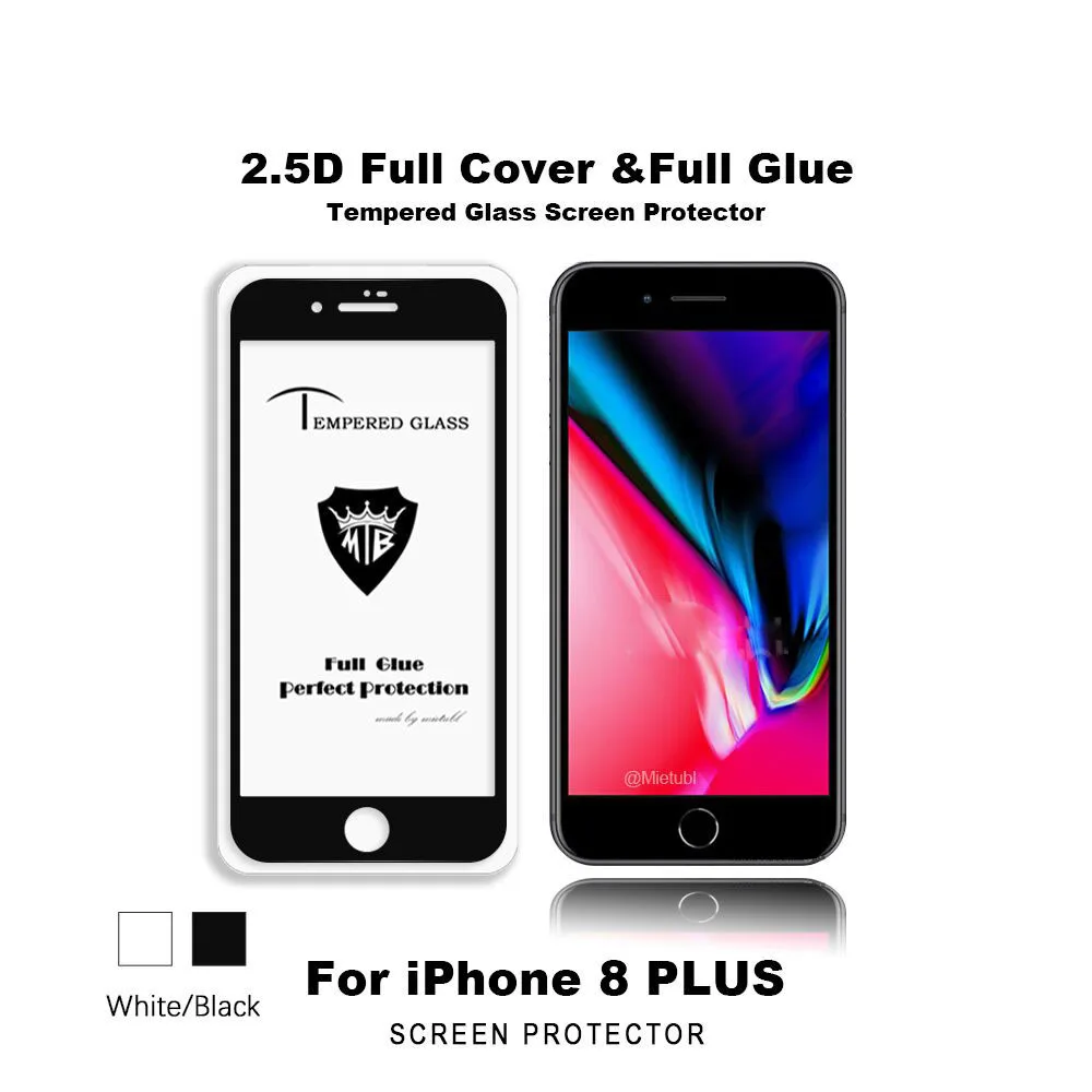 Tempered Glass Screen Protector for Iphone 7 8 , 7plus 8plus / 9H 2.5D Full Cover & Full Glue film