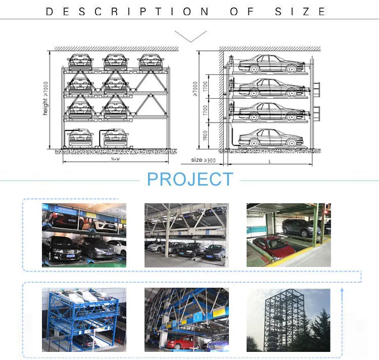 size of psh 4 layer used compact puzzle smart automatic parking system