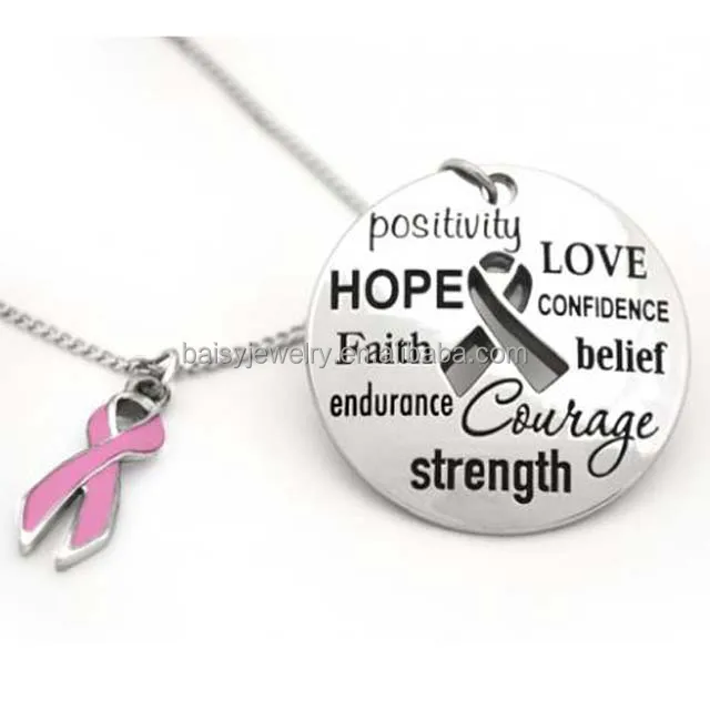 Grabado Cualquier Mensaje cáncer conciencia médica de Plata Collar Regalo en Caja De Regalo