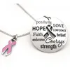 Factory wholesale inspiration belief faith gifts pink ribbon breast cancer awareness charms model pendant necklace