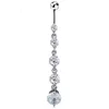 Gaby Sexy 14g Crystal Long Dangle 316L Surgical Steel Navel Ring Body Piercing Jewelry