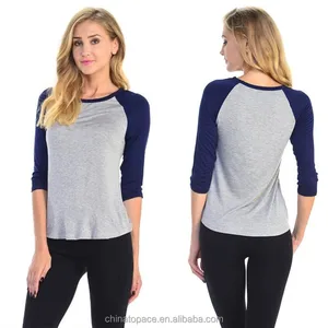 Custom Baseball Jersey Cotton Spandex Blend Women 3/4 Sleeve Blank Wholesale Raglan T Shirt Custom Baseball Jersey Cotton Spandex Blend Women 3/4 Sleeve Blank Wholesale Raglan T Shirt