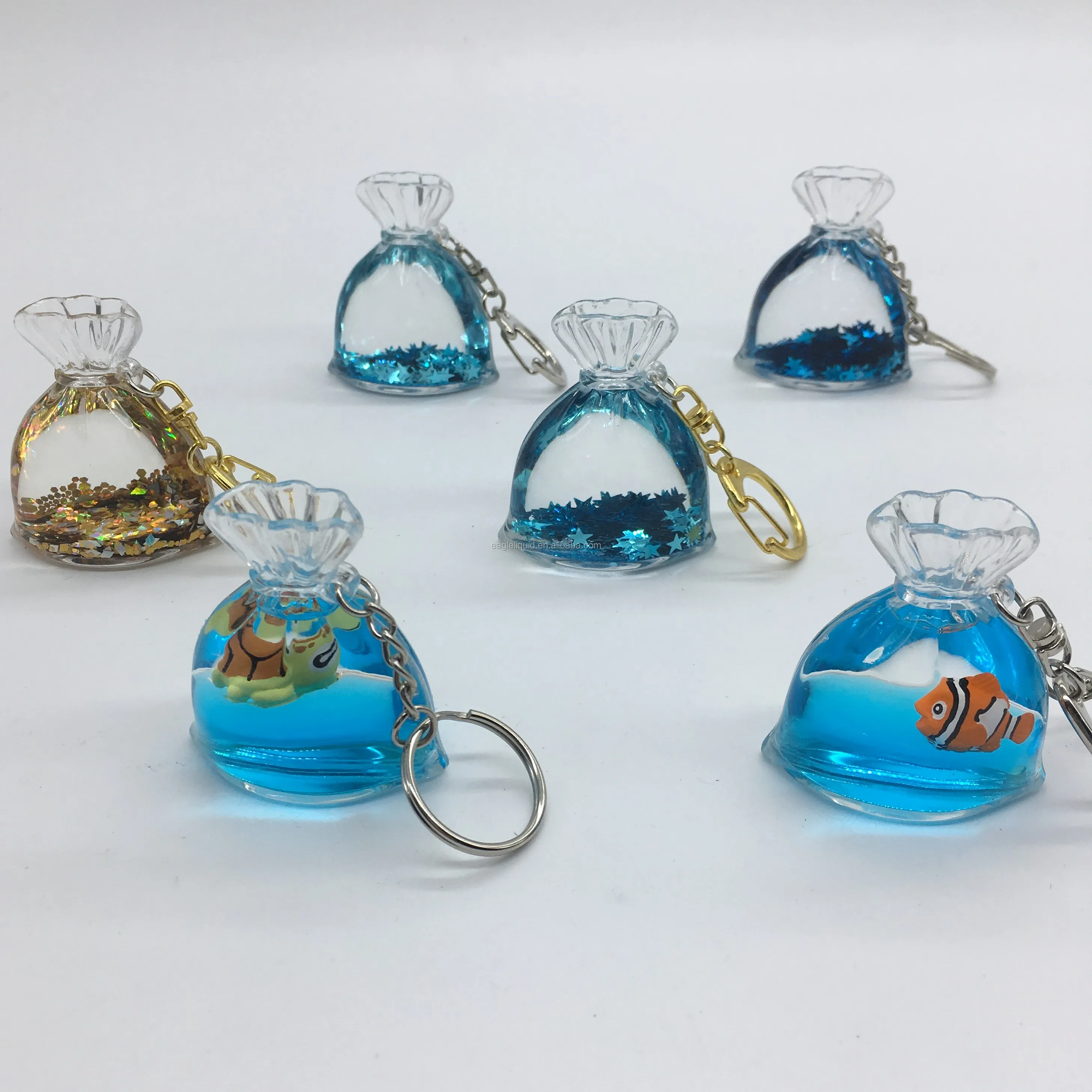 Floating Keychain With 3d Floater Glitter Liquid Oil Water Keyring