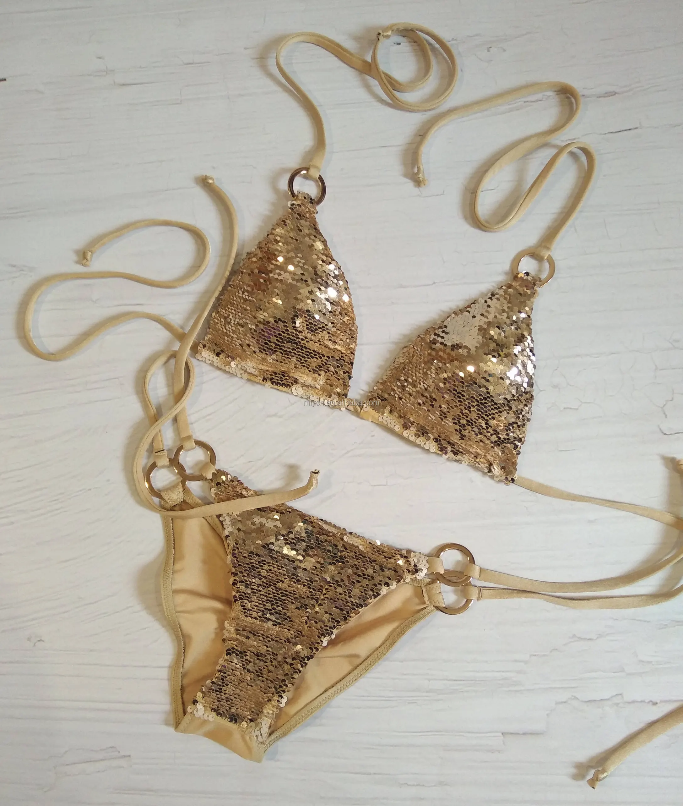 Hot Sale Women Sexy Luxury Bikini Private Label Custom Logo Sequin 