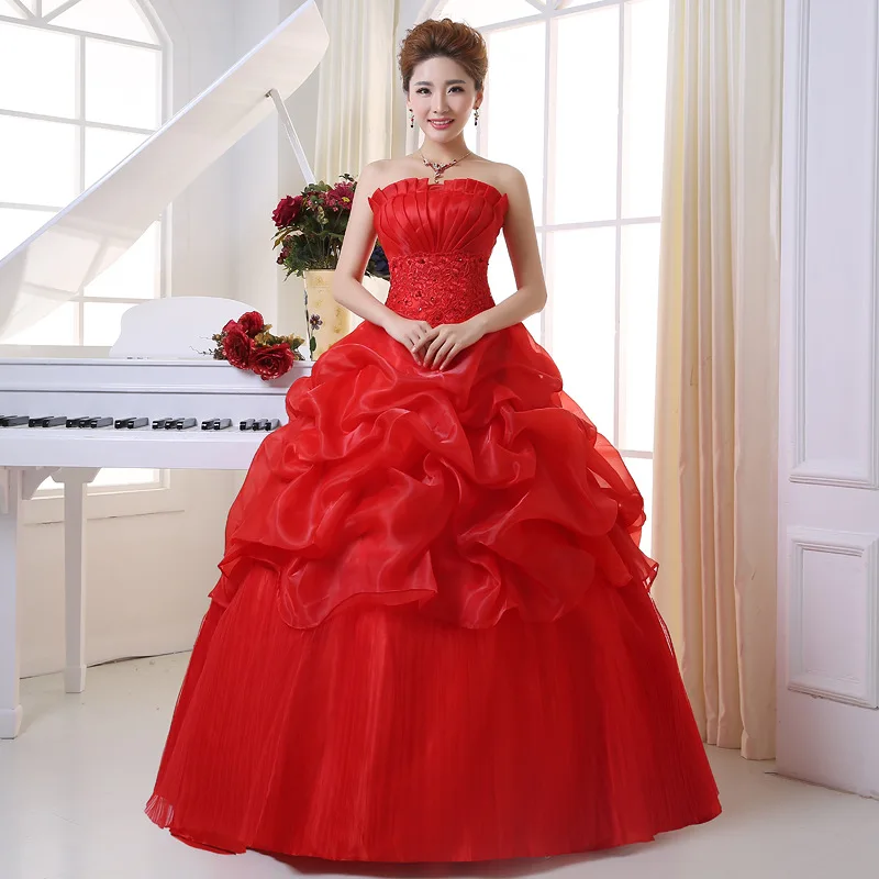 red ball gown wedding dress