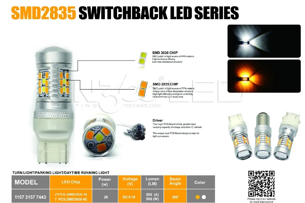Switch Back Amber/ White Colour Car Turn Signals Led Light For Sale