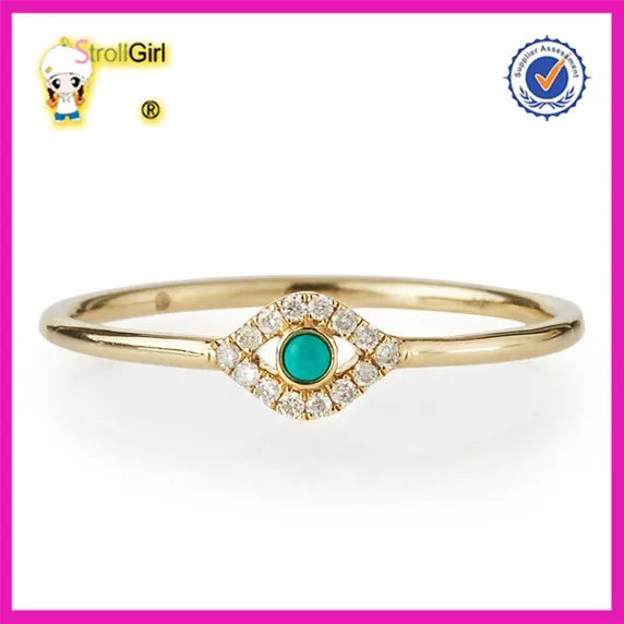 High Quality 1 Gram Gold Ring Simple Turquoise Green Evil Eyes Gold