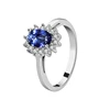 2019 factory Wholesale Custom Luxury Women's Engagement Anniversary Blue Sapphire 925 Sterling Silver Ring