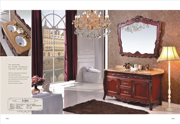 classic mirror solid wooden bathroom vanity cabinets
