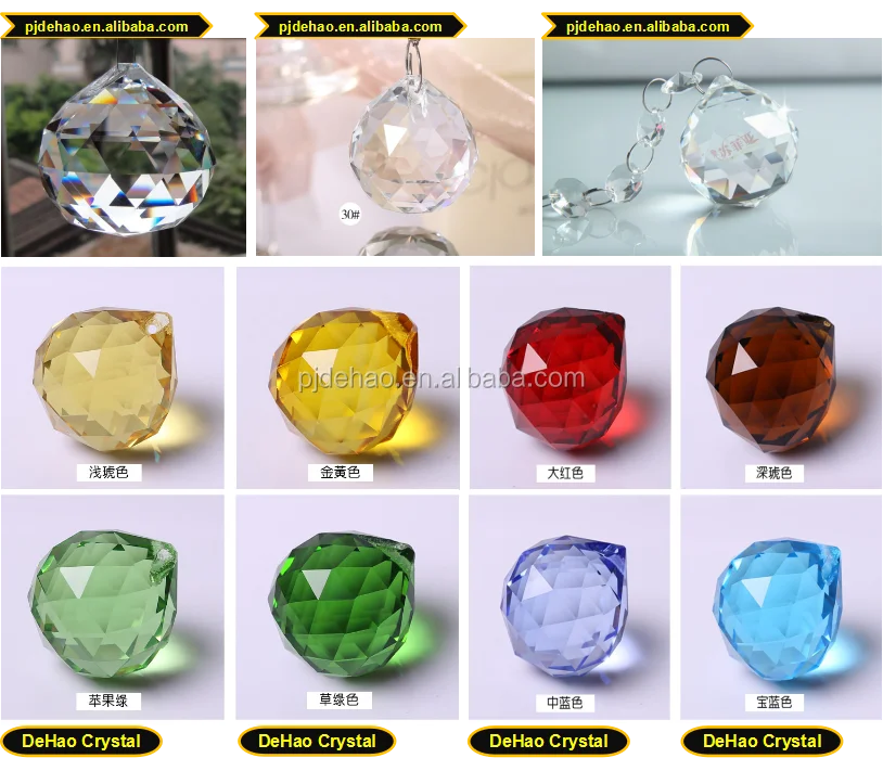 40MM Yellow Feng Shui Home Decor Crystal Prism Ball 