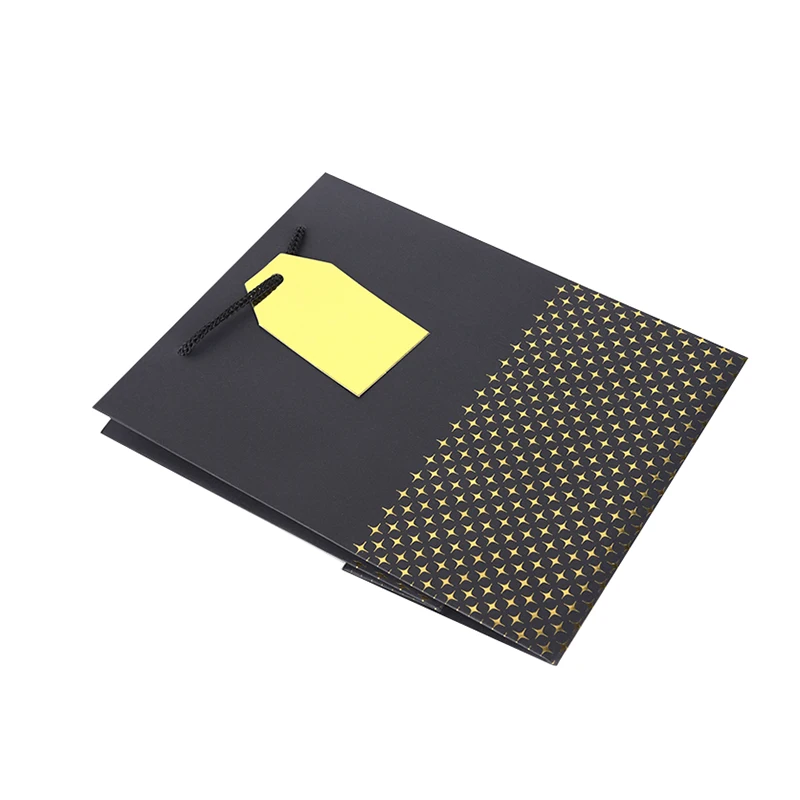 Gold Flash Star Pattern Printing black paper shopping bag logo custom shopping paper bag