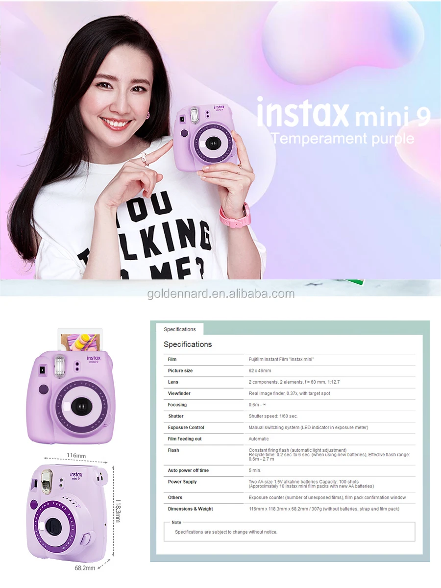 Fujifilm instax Camera & Accessories for Fujifilm Mini 9 Instant Camera (Purple)