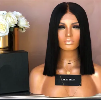 100 Human Hair Middle Part Bob Wigs For Black Women Buy