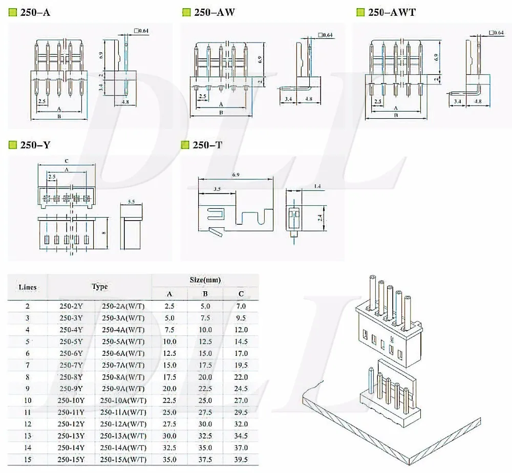 Đầu nối 2,5mm dòng Molex 250