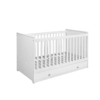 Popular Design White Color Wooden Baby Crib With Storage Drawers