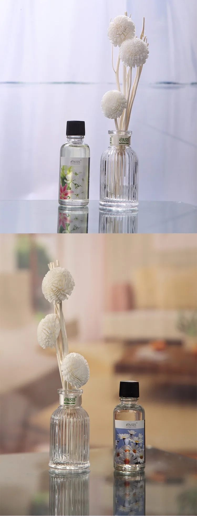 Gift Set Eyun Aroma Reed Diffuser With Natural Rattan Sticks 30ml Reed Diffuser Glass Bottle