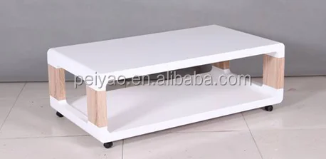 
Modern Elegant Grainy Paper &High Gloss Two Layers Coffee Table 