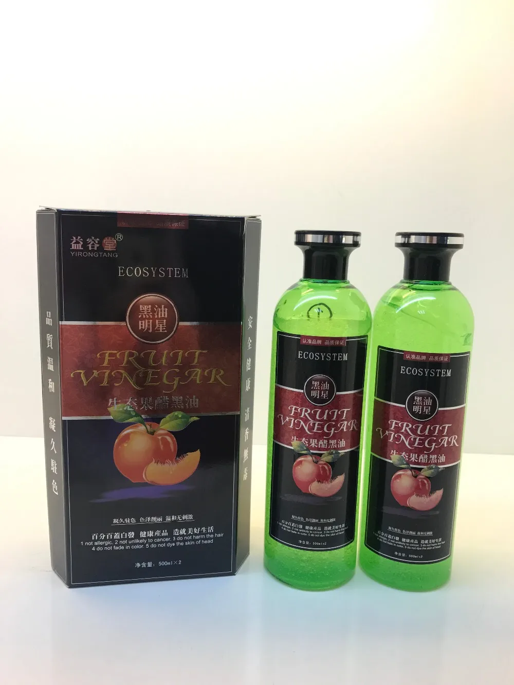 Fruit Vinegar Black Hair Dye 500ml*2 - Buy Natural Shampoo For Grey Hair,Natural  Black Hair Dyes,Natural Hair Black Color Oil Product on 
