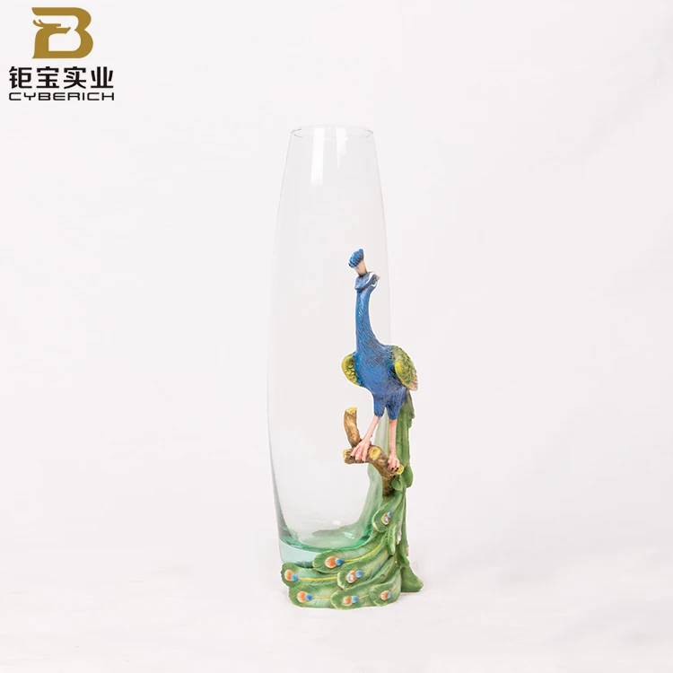 Hot Sale Home Decoration Polyresin Animal Peacock Vase Buy Animal
