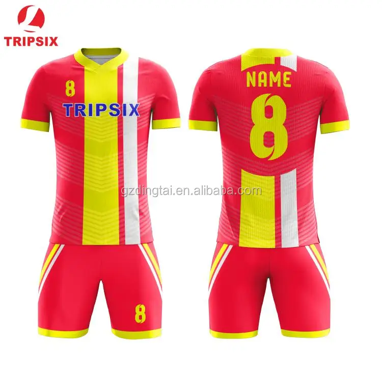Custom Digital Printing Yellow And Red US Soccer Jersey