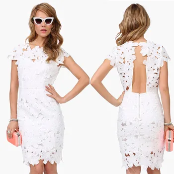 white crochet midi dress