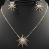 Echsio Sparkly Star Tiny Cubic Zirconia Necklace Earrings Set Pave Setting Special Designed 2Pcs Silver Jewelry Set Unisex CN360
