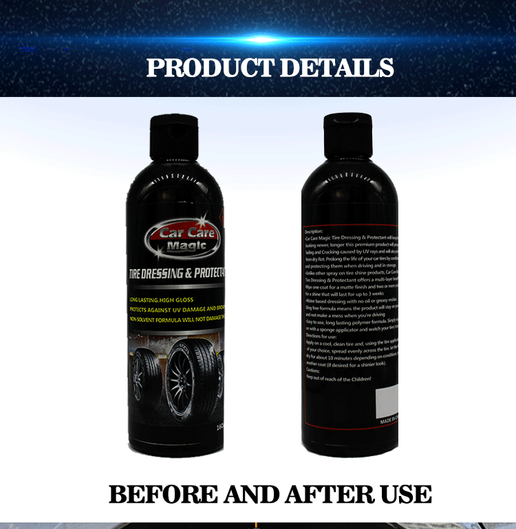 Car Care Magic High Gloss Tire Shine Dressing & Protectant Renovator Polishes Protects Tires