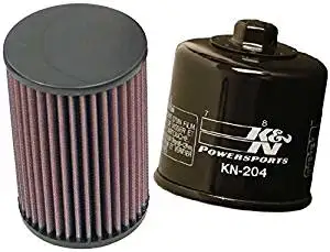 K&N Motorcycle Air Filter + Oil Filter Combo 2007-2009 Yamaha YFM350 Grizzly Auto 4x4 IRS / YA-3504 + KN-204